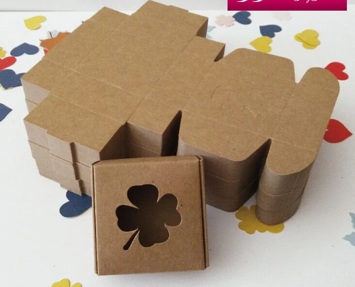 350 g/m² Kraftpapier-Box mit Fenster, einfach zusammenzubauen, 75 x 75 x 30 mm, handgefertigte Geschenkverpackungsbox für Süßigkeiten, 50 Stück – Detail 2