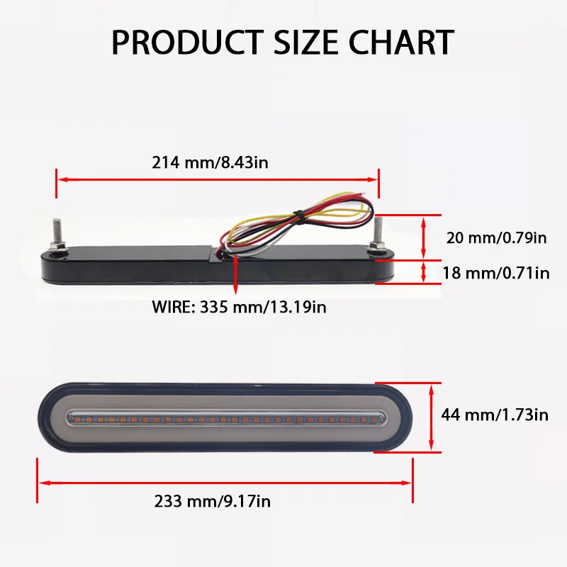 2x Waterproof 100 LED Truck Sequential Flowing Signal Light Lamp Trailer Brake Light 3 in1 Neon Halo Ring Tail Brake Turn Light