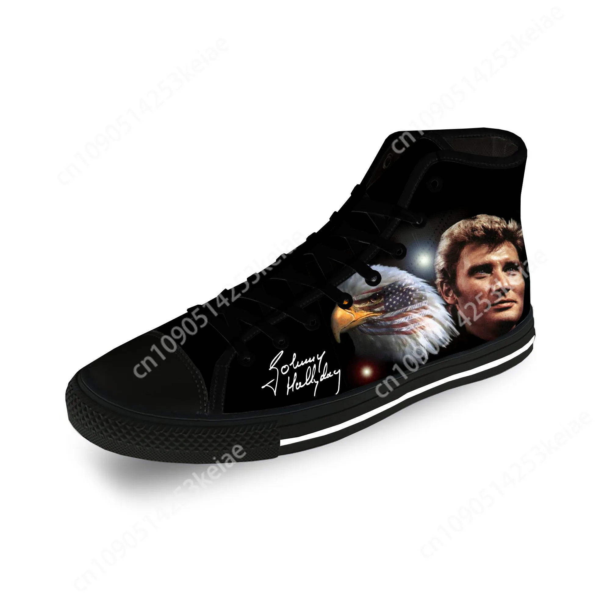 Johnny Hallyday Rock Star Lightweight Cloth 3D Print Funny Fashion High Top Canvas Shoes Men Women Casual Breathable Sneakers 2