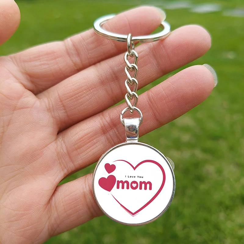 Rainbow Mama Glass Gem Pendant Keychain - Best Mom Gift Accessory