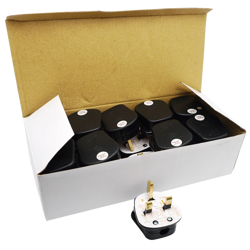 UK British mains plug 3 Pin 13A Plugs Grounded 250V 3 Pin fused adaptor cable connector wire converter