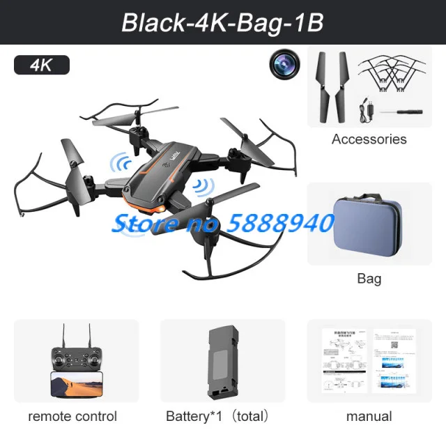 4K HD Dual Camera RC Dron Mini Drone Three-way Infrared Obstacle Avoidance Altitude Hold Mode Foldable RC Quadcopter With Bag To RC Quadcopter luxury RC Quadcopter