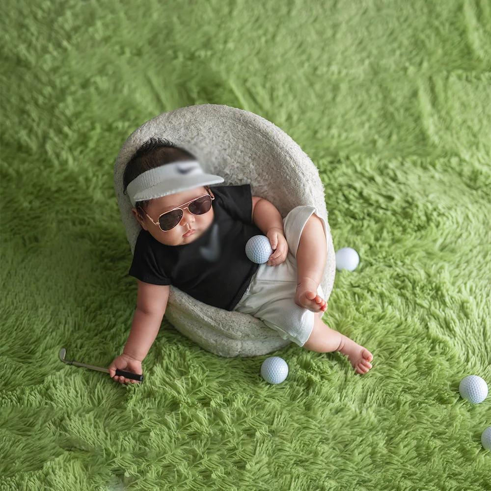  남아용 반팔 바지, 니트 모자, 스포츠 세트, 골프채 사진 소품, 스튜디오 골프 스포츠 사진 촬영 테마