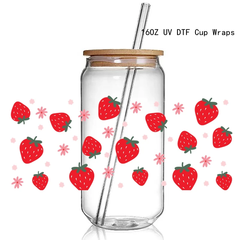 Lemon Design 3D UV DTF Cup Wraps stickers Fruit UV Cup Wraps for 16oz Libbey Glass Tumbler