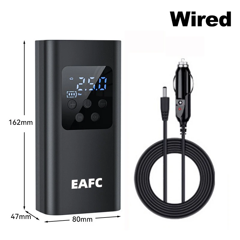 EAFC 150PSI Wired / wireless Air Pump Rechargeable for Car Tires Bike Balls Inflatables Fast Inflation air pump