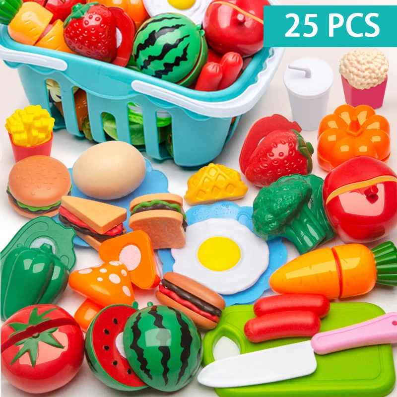 150 pçs corte jogo de brinquedo comida para crianças cozinha fingir frutas  & legumes acessórios brinquedo