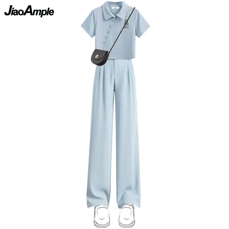 2024 Summer New in Matching Set Women's Cute Short Sleeve T-shirt Casual Suit Pants Two Piece Korean Elegant Tracksuit Suits