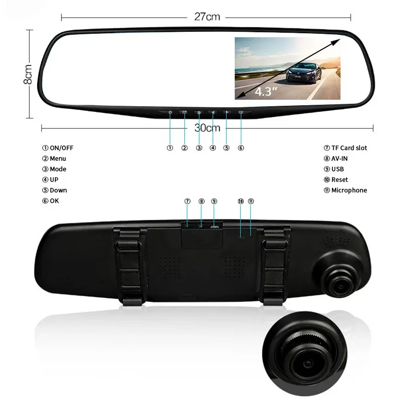 E-ACE ڵ DVR ̷  ķ, 4.3 ġ ̷, FHD 1080P ڵ  ķ,   ϱ, G-  ڽ