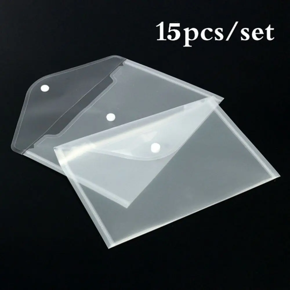 

15pcs/set Transparent Plastic A5/A4 Folders File Bag Teacher Storage office tools Water Resistant File Holder Filing Envelope