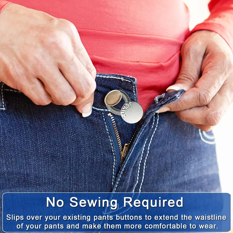 6/4PCS Magic Pants Extender Metal Button Extender For Jeans Sewing Adjustable Size Retractable Waist Extenders Universal Buckle 3