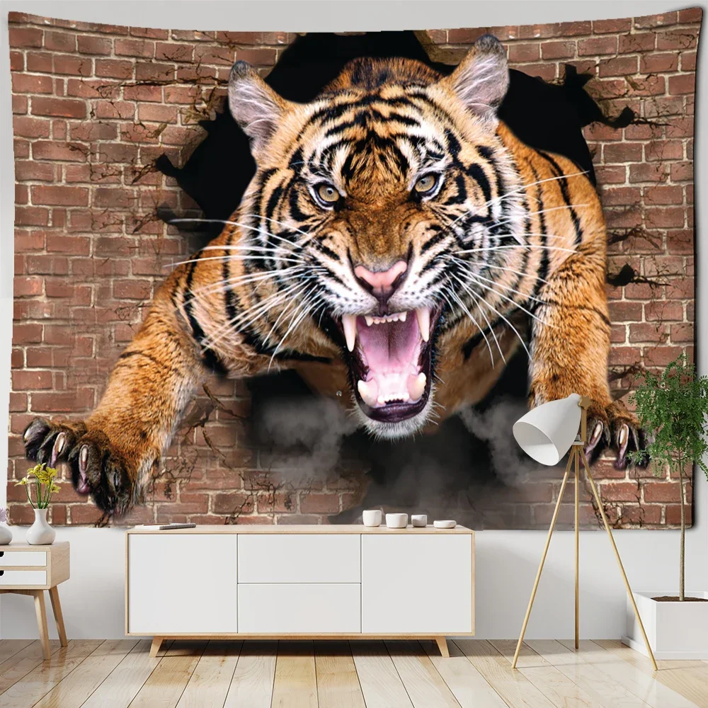 

*Ferocious Tiger Tapestry Wall Hanging Hippie Tapiz Boho Style Psychedelic Art Dormitory Wall Background Decor Cloth