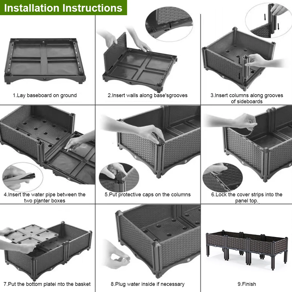 Plastic Raised Planter Box with Legs Planting Container with Drainage Holes Raised Planter Raised Bed for Indoor and Outdoor Use