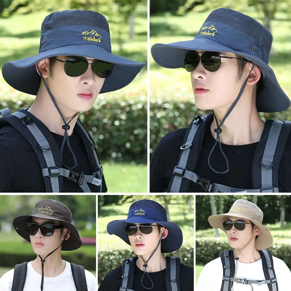 

Men Embroidery Breathable Foldable Bucket Hat Fishing Cap Panama Hat Sun Cap