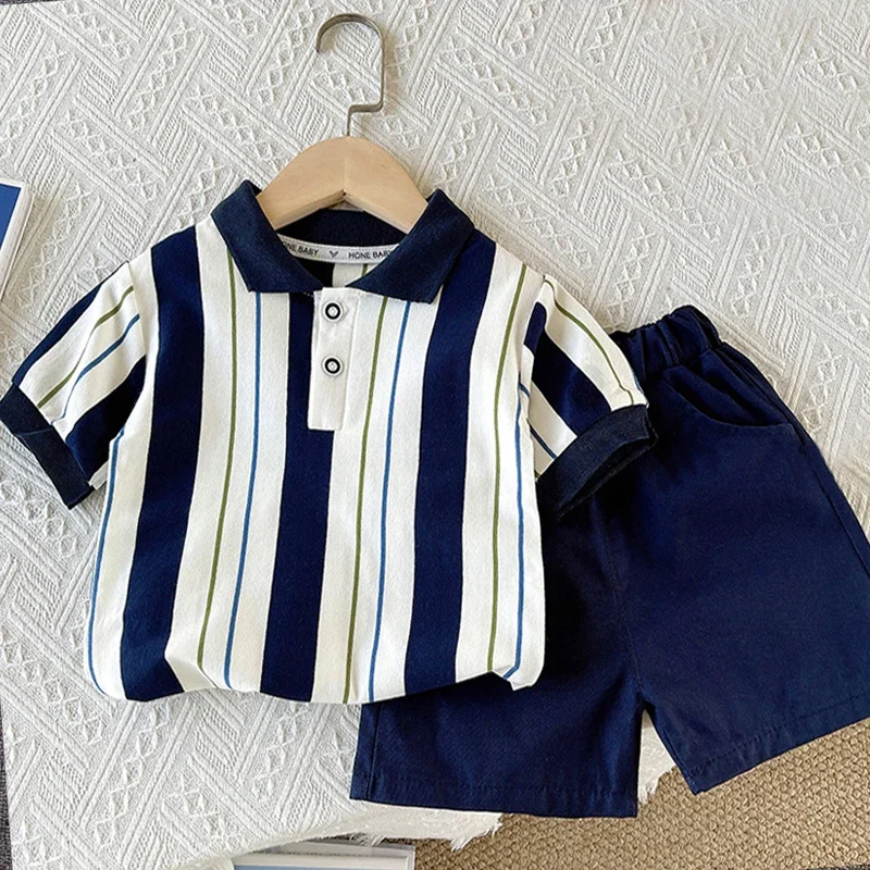 Abbigliamento per Bambini, Set Mamma e Figlio, Completo Estivo per Ragazzi, T-shirt e Pantaloncini in Cotone, Manica Corta, Moda 2 Pezzi - immagine 2
