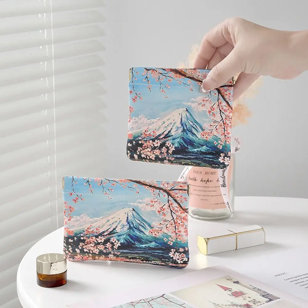 

Мини-кошелек для монет с цветочным принтом, маленький корейский держатель для очков и макияжа с горной и квадратной формы, вместительный