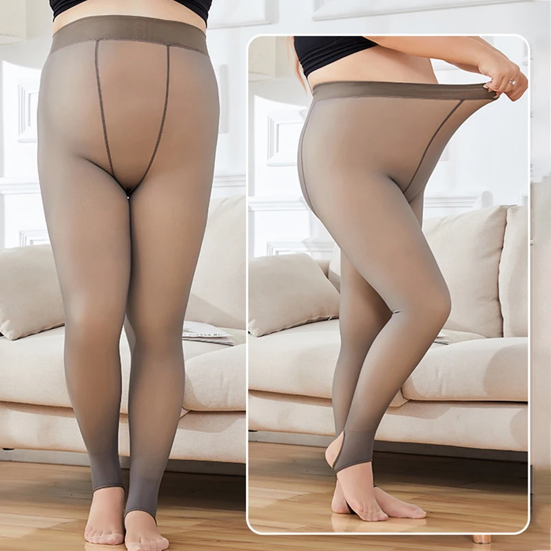 Fleece Lined Tights Women Leggings Thermal Pantyhose Fake Translucent Tights  Opaque High Waisted Winter Warm Sheer Tight - AliExpress