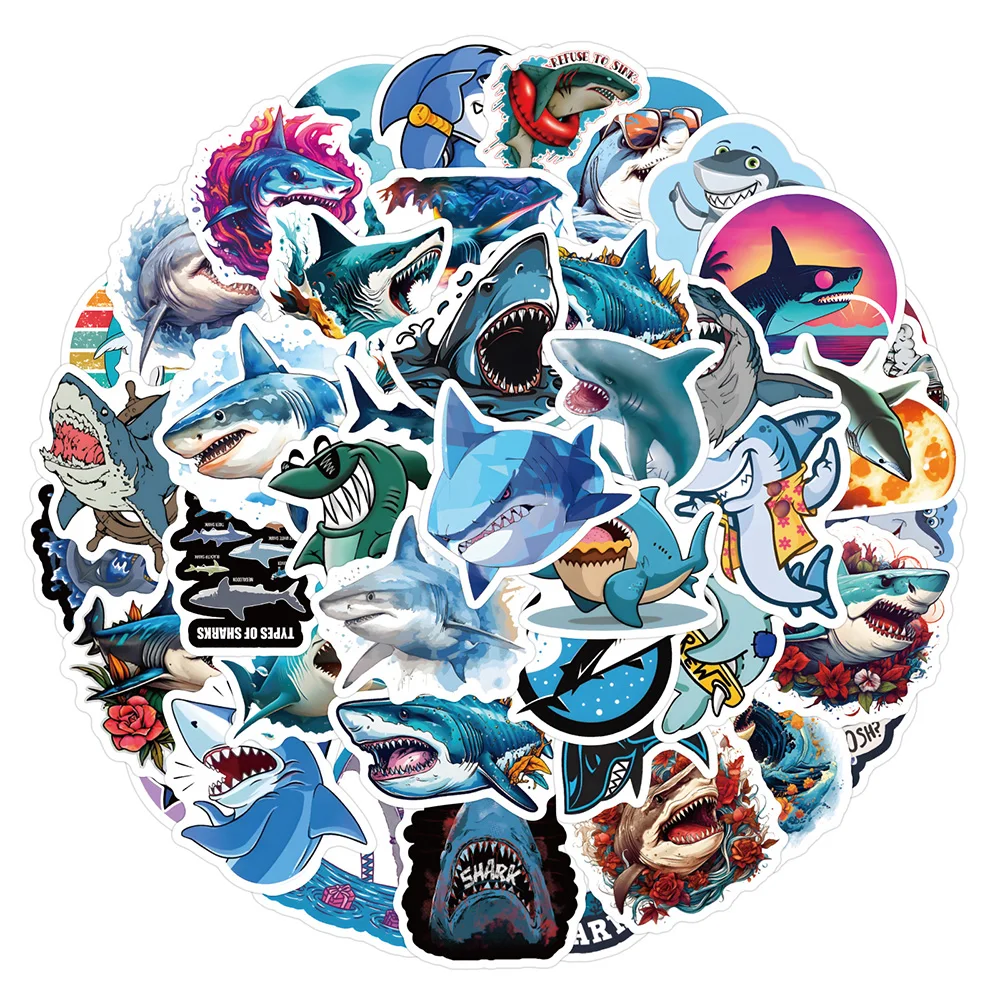 

10/30/60/120pcs Cute Shark Cartoon Stickers Marine Animal Decal DIY Phone Notebook Stationery Cool Graffiti Sticker for Kids Toy