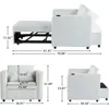 Convertible Chair Bed, 3-in-1 Multi-Functional Velvet Sleeper Sofa Pull-Out with Hidden Side Table (White) Children's Sofas 3
