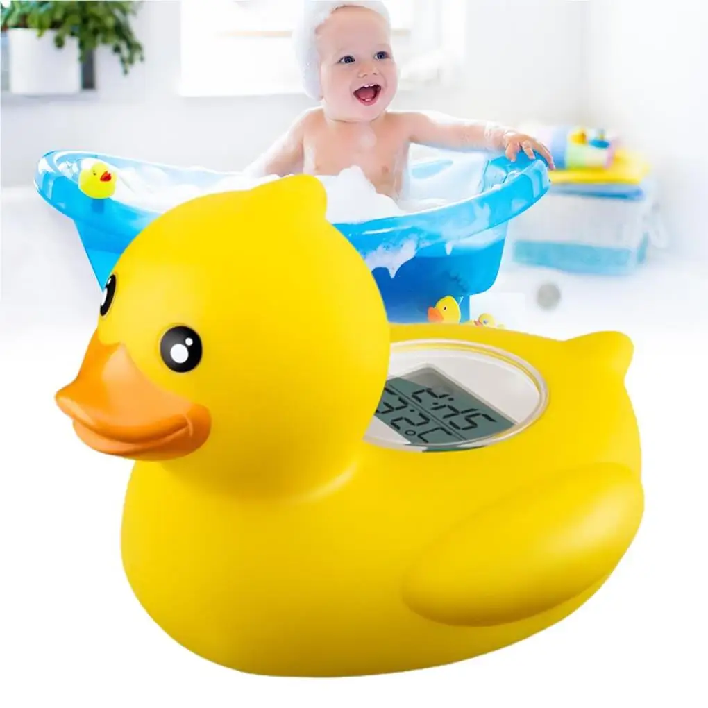 Baby Bath Water Thermometer Duck Temperature Gauge Shower Sensor Bathtub Alarm Timer Function Color Coded Heat Indicator