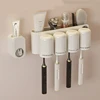 1/2PCS Wall Mounted Toothbrush Holder No Punching Toothpaste Storage Rack Transparent Mouthwash Cup Toothbrush Bathroom Set 3