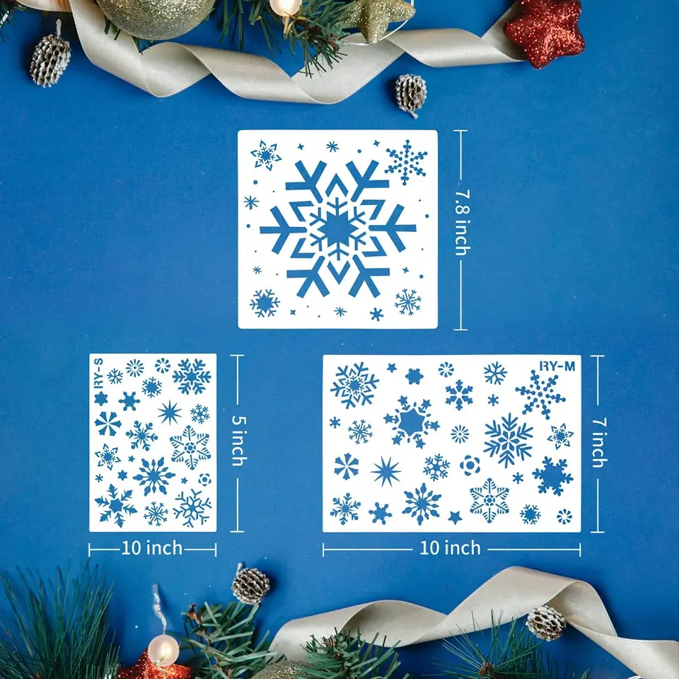 5-Inch Snowman Face Stencils – Reusable Christmas Stencils For Painting On Wood, Fabric, Windows & More
