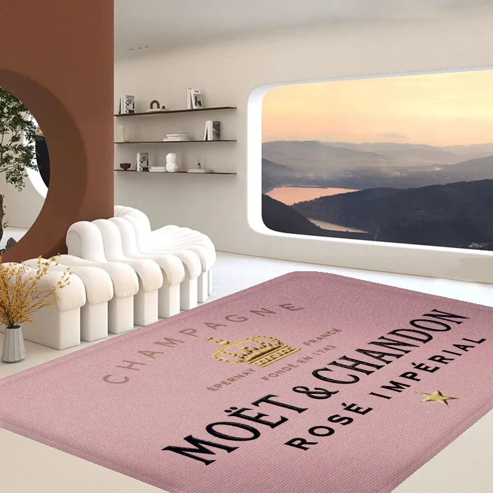 Champagne M-Moet &Chandon Door Mat Kids Room Bedroom Decoration Balcony Anti-Slip Doormat Living Room Doormat Area Rug
