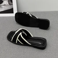 Slides Black Open Toe Low Heel Summer 2025 Shoes Rubber Bedroom Women's Slippers and Ladies Sandals Wholesale Easy Wears Sale F - Image 6