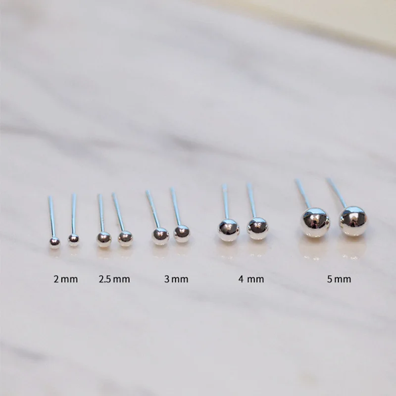 Pure Sterling Silver Small Ball Stud Earrings Women Girls Rook Helix Tragus Standard Lobe Daith Piercing Jewelry gift 2-6mm silver stud earrings silver earrings womens earrings
