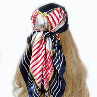 New 90*90cm Retro Brand Women Silk Scarf Bandanna Fashion Bohemian Pattern Square Hijab Lady Wrap Headband foulard muffler 2