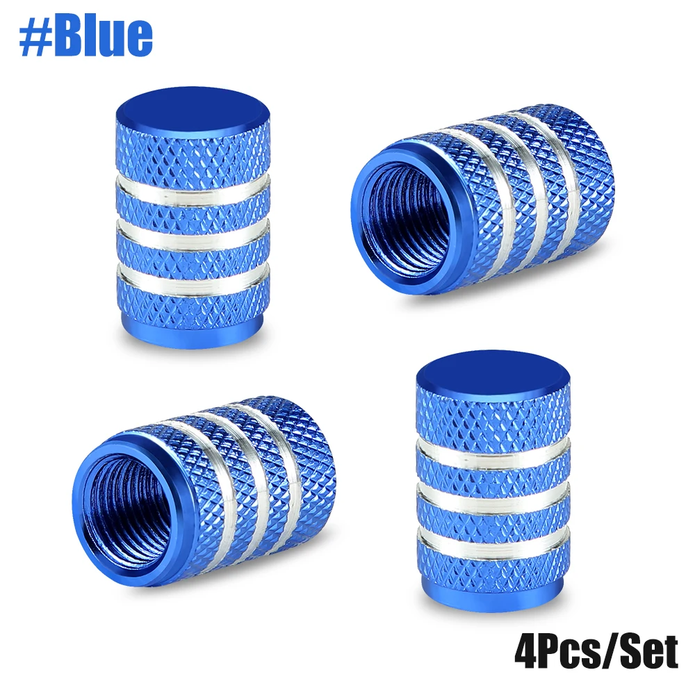 Universal Aluminum Tire Valve Caps - Set of 4, Dustproof for Cars, Motorcycles, and Bicycles