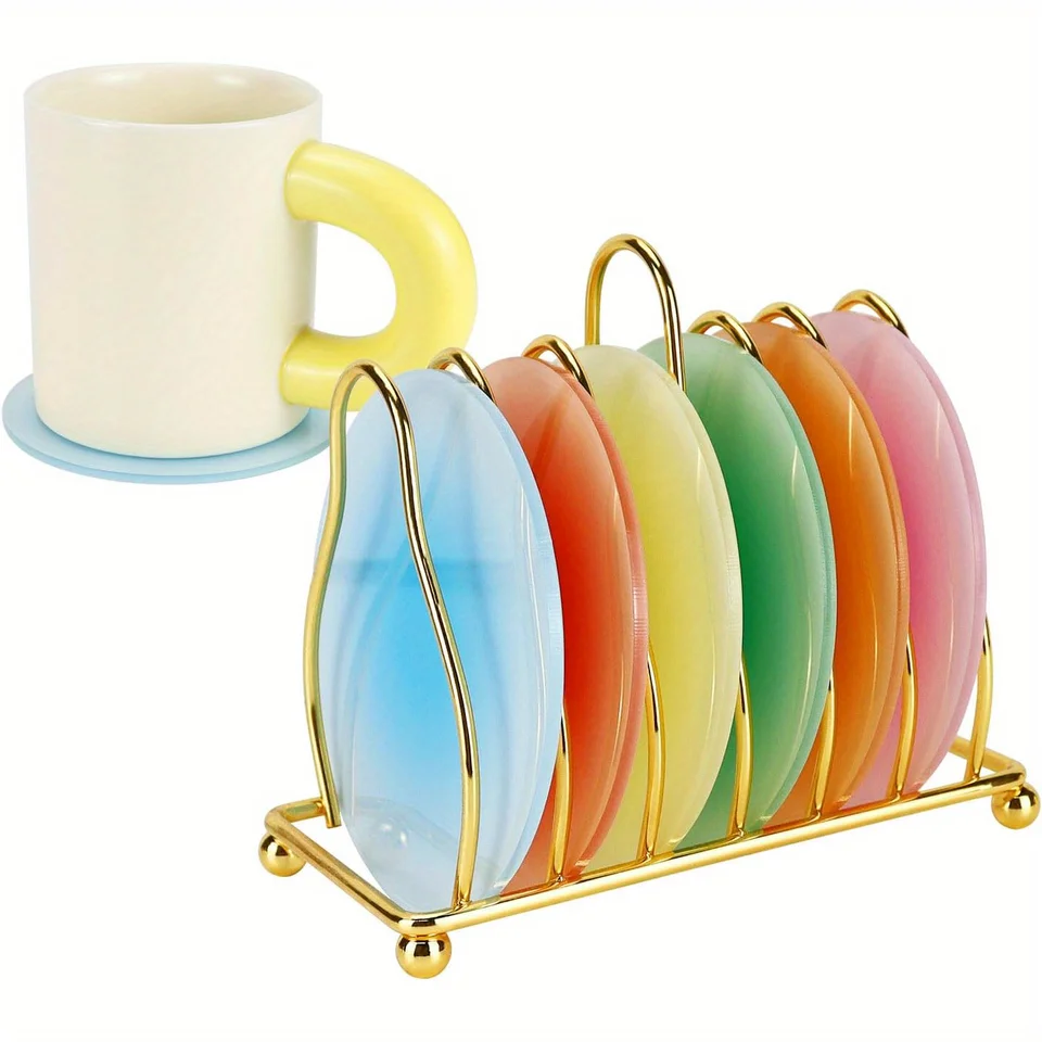 Sottobicchieri Cactus - Set 6 Tappetini EVA Con Vaso, Isolamento Termico, Decorazione Tavolo - Foto 4