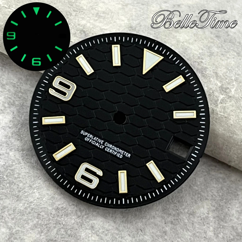 Honeycomb Green Luminous Dial for Watch Modification - 28.5mm