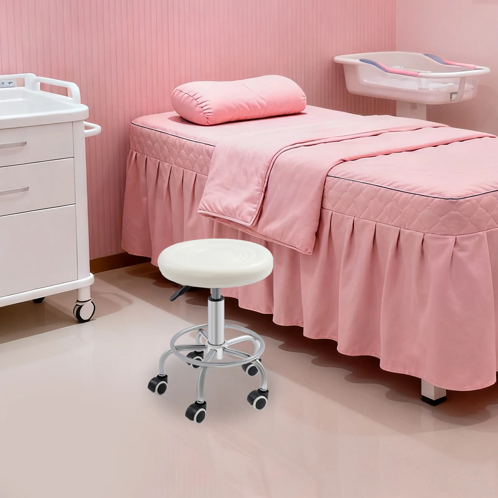 Professioneller Hydraulischer Friseurstuhl Verstellbarer Hocker mit 360° Drehung & Rollen für Friseursalon Schönheitssalon Massage – Detail 10