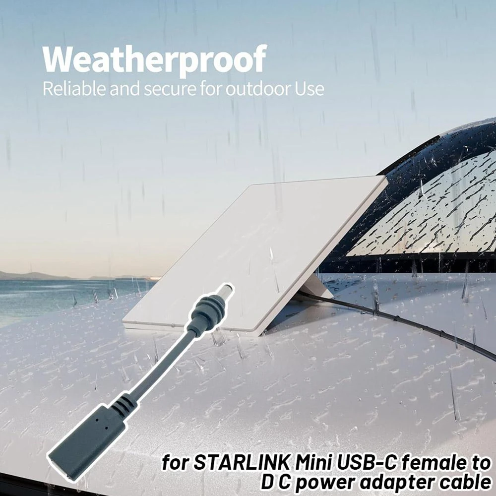 For STARLINK Mini USB-C Female To D C Power Adapter Cable Outdoor Plug and Play Waterproof Converter For Starlink Mini