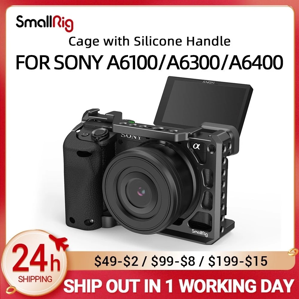 Smallrig Dslr Sony A6400 Camera Cage Rig With Silicone Handgrip Handle