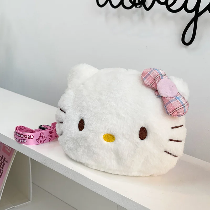 

Kawaii Hello Kitty Sanrio Straddle Bag Fashion Versatile Girl Cartoon Surrounding Plush Backpack Creative Gifts in Stock