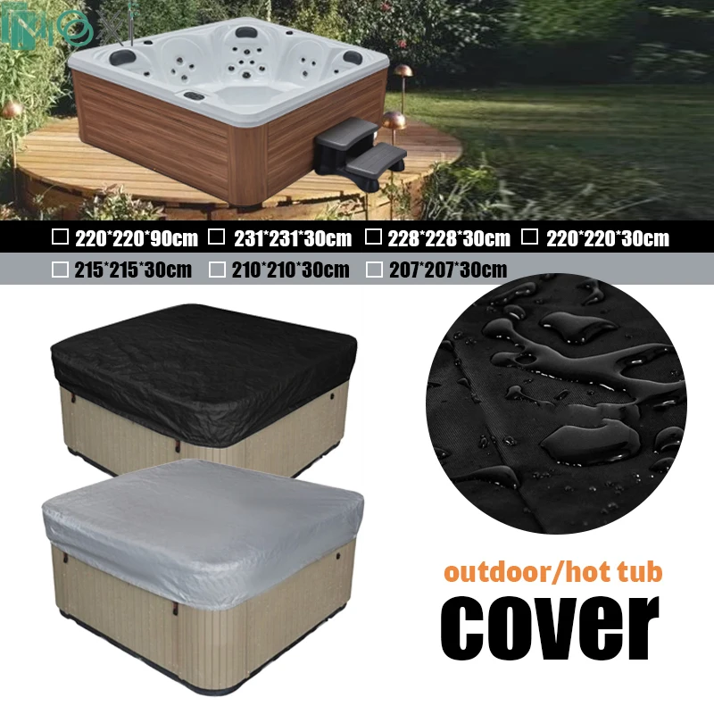 Anti-UV Spa Hot Tub Dust Protector Square Spa Bathtub Swimming Pool Waterproof Cover Outdoor Garden Courtyard Anti-Fall Leaves