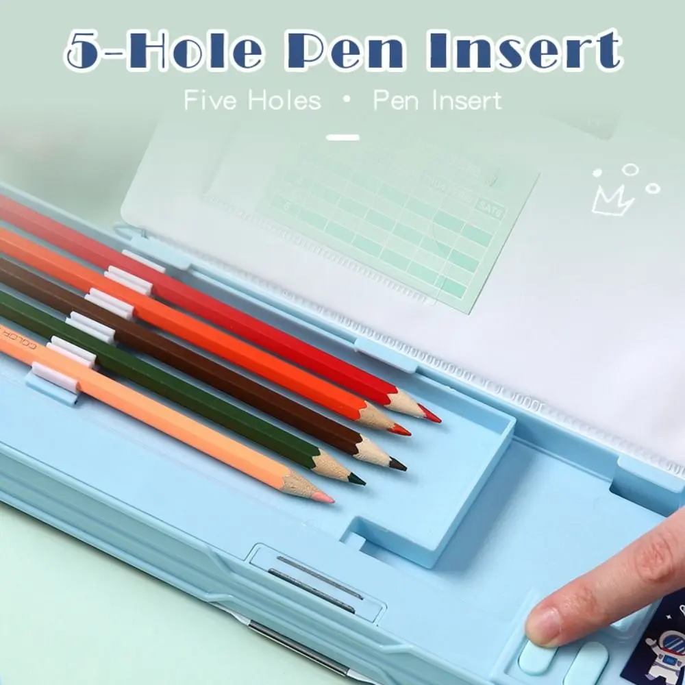 Plastic Pencil Case With Calculator/Pencil Sharpener Fun Mechanism Design Pencil Box Double Sided Use Multi-Functional Pen Bag - image 19