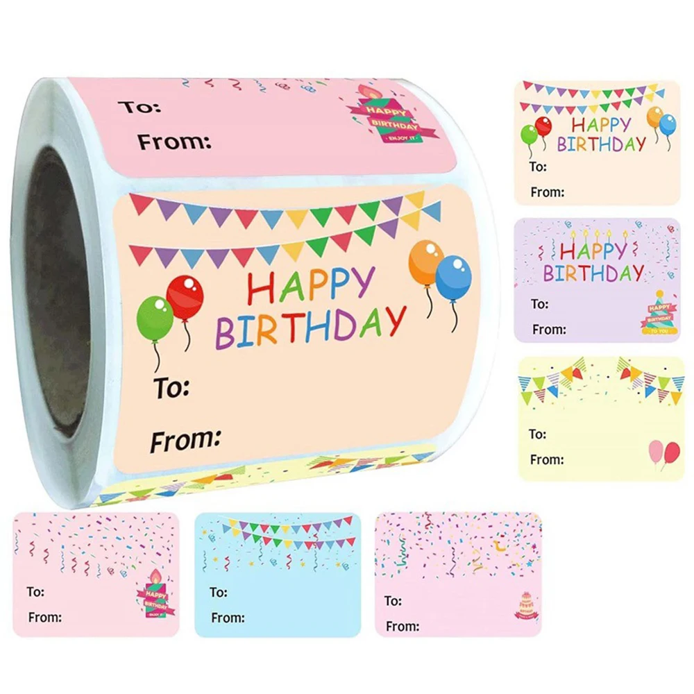 200 Stück Happy Birthday-Geschenkanhänger, Namensschilder, Aufkleber – Weihnachten bis vom Etikett, Geschenkaufkleber, Festival-Geburtstagsaufkleber für Party