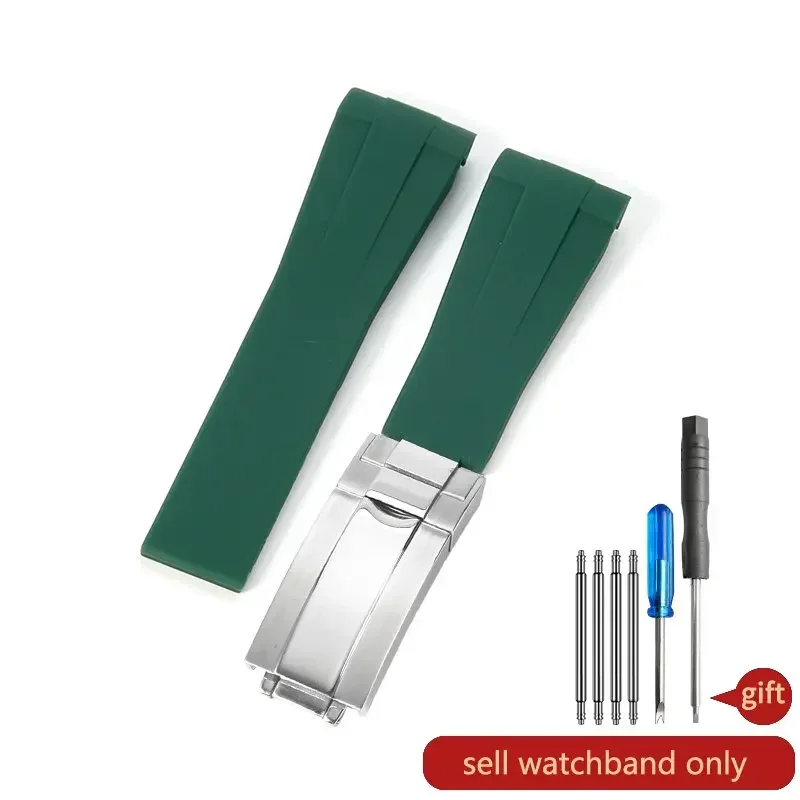 thumbnail image 1 of Correa de caucho para hombre, 20 mm, 21 mm, hebilla plegable, accesorios de correa de reloj para Rolex GMT Ghost King Ancon, correa de silicona impermeable para mujer, 1 of 5