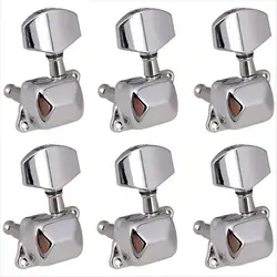 6-Piece Semi-Closed Guitar Tuning Peg Set for Electric and Acoustic Guitars (Chrome 6Left)
