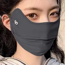 2025년 신제품 얇은 자외선 차단 얼굴 스카프 아이스 실크 마스크 여름용 커버 베일 눈 보호 기니 골프