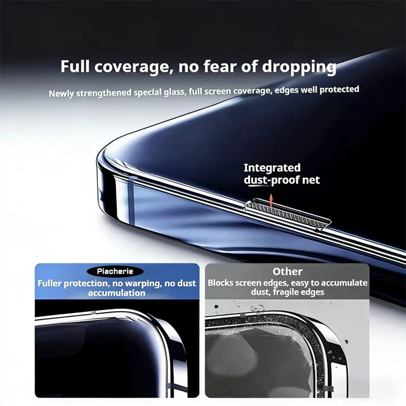 Enhanced Privacy Tempered Glass Screen Protector with Anti-Dust Mesh
