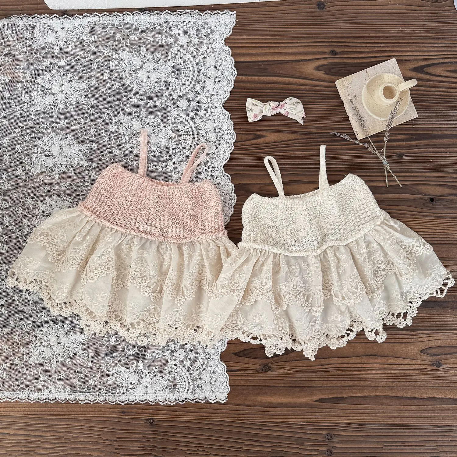 Girls Knit Lace Ruffle Vest Camisole Tops