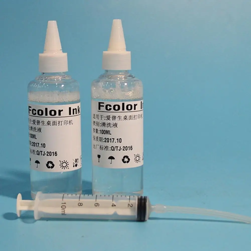 Description Picture 2 of item100ML Unblock Printer Head Nozzles Cleaning Solution Cleaning Liquid Kit For Epson Inkjet Printers Flush With Syringe All Tools