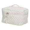 Cute Quilting Cotton Makeup Bag Women Zipper Cosmetic Organizer Female Cloth Handbag Box Shape Portable Toiletry Case For Girls 4