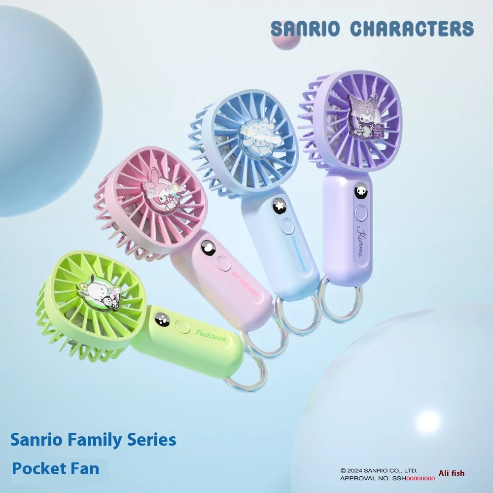 

Портативный мини-вентилятор Sanrio, мультяшный Портативный Usb-вентилятор с 3 режимами скорости, низким уровнем шума, аккумулятором и длительным сроком службы