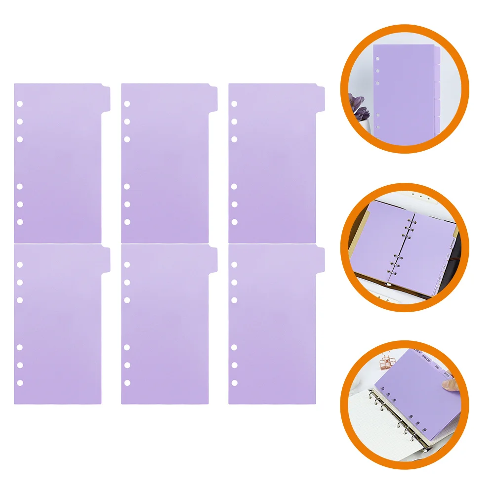 

6 Pcs Notebook Index Paper Loose-leaf Separator Page 6-hole Partition Pads Markers Notepad Dividers Pp Binder Tab