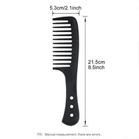 Black 2PC Large Teeth Comb Handle with Hole Smooth Surface Big Knife Comb Professional Salon Barber Hair Hairdressing Combs 2
