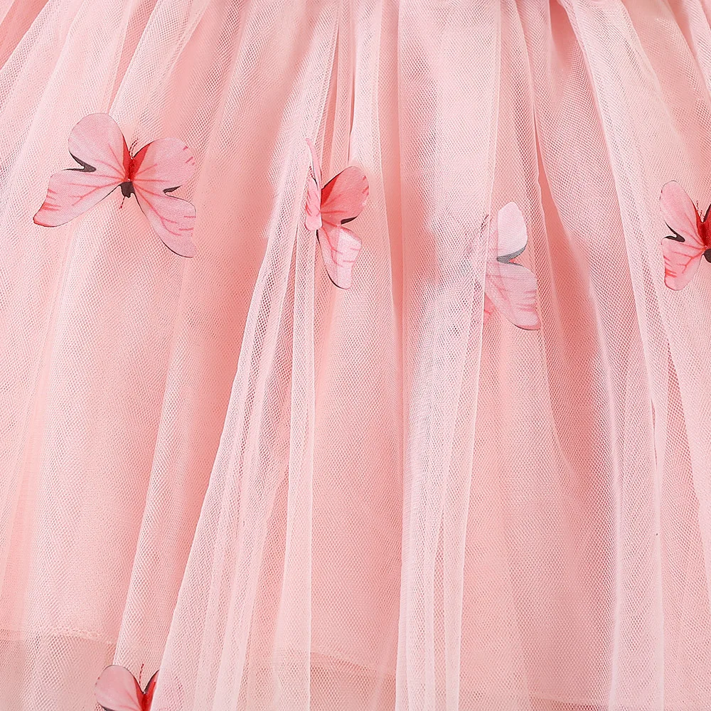 فستان بناتي شبكي فراشة صيفي